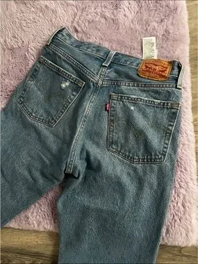 Levi's | Jeans | Levis Womens Straight Ripped Jeans In Denim Blue ...